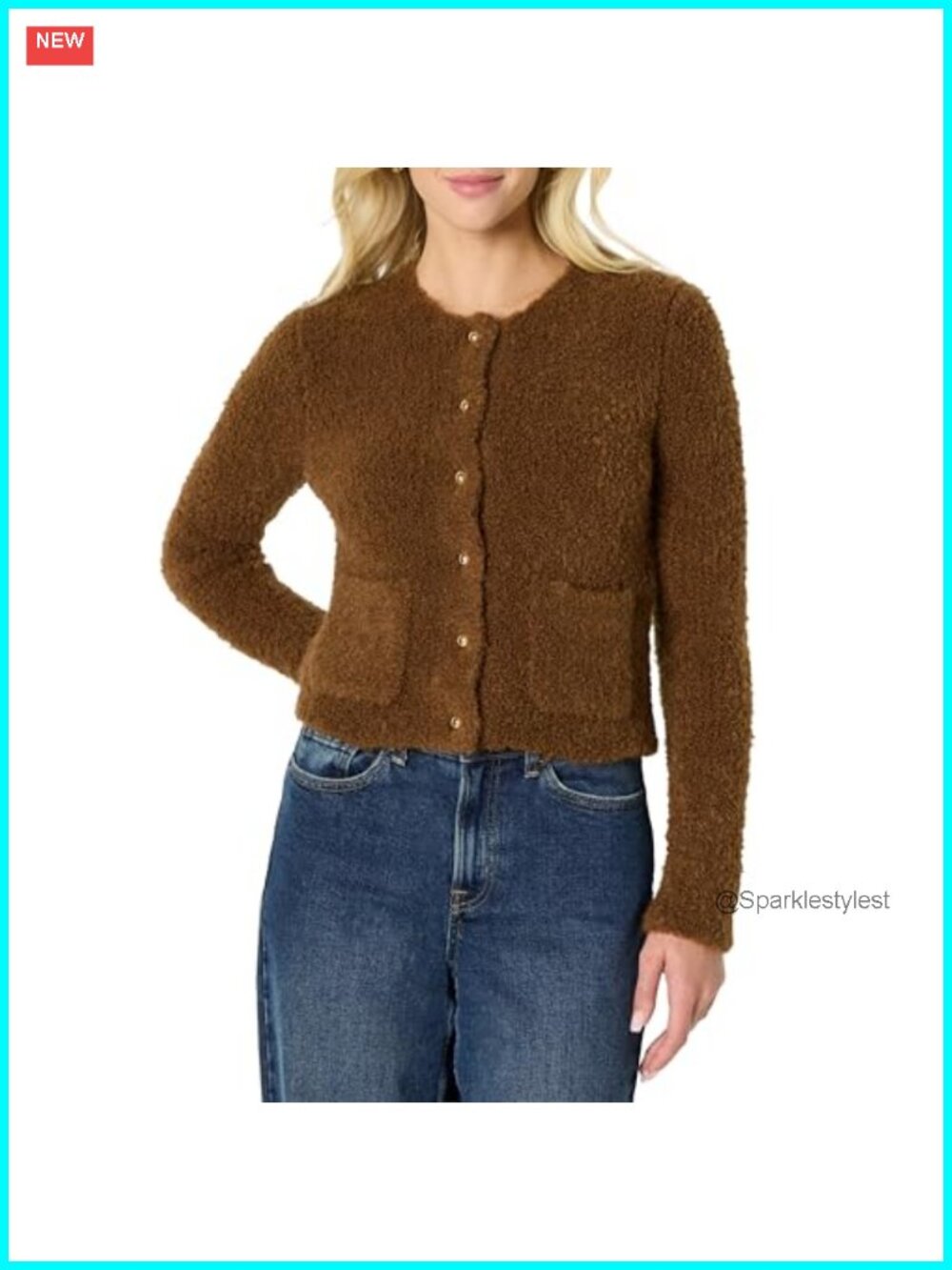 Wool Blend Boucle Button-Down Jacket Regular-Fit Sweater Jacket